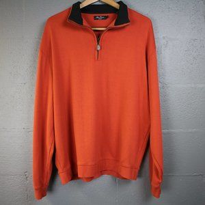 Alan Flusser Golf XL Pullover Sweatshirt Long Sleeves Zip Up Orange